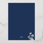 Elegant Watercolor Floral Navy 70th Birthday  箔招待状 (裏面)