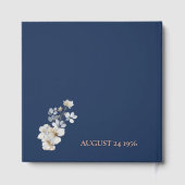 Elegant Watercolor Floral Navy 70th Birthday Rose ゲストブック (裏面)