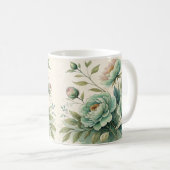 Elegant Watercolor Floral Pattern Mug コーヒーマグカップ (正面右)
