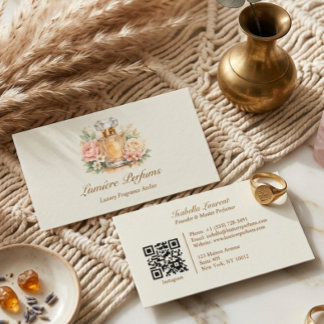 Elegant Watercolor Floral Perfume Bottle Fragrance 名刺