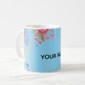 Elegant Watercolor Floral Personalized Name mug コーヒーマグカップ (正面左)