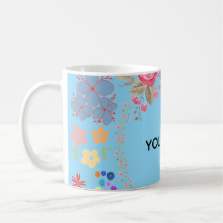Elegant Watercolor Floral Personalized Name mug コーヒーマグカップ
