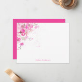 Elegant Watercolor Floral Personalized Stationary ノートカード (正面/裏面インサイチュ)