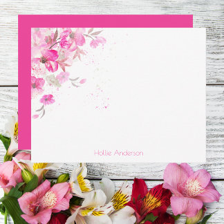 Elegant Watercolor Floral Personalized Stationary ノートカード