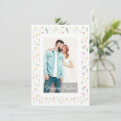 Elegant Watercolor Floral Photo Happy Easter  シーズンカード (スタンド正面)