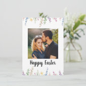 Elegant Watercolor Floral Photo Happy Easter  シーズンカード (スタンド正面)