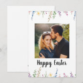 Elegant Watercolor Floral Photo Happy Easter  シーズンカード (正面/裏面)