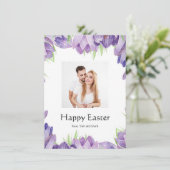 Elegant Watercolor Floral Photo Happy Easter Card シーズンカード (スタンド正面)
