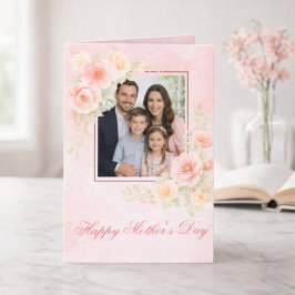 Elegant Watercolor Floral Photo Mother’s Day  カード