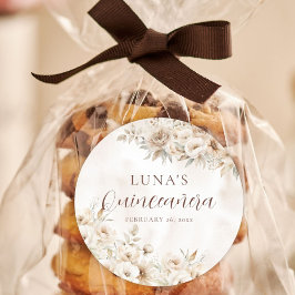 Elegant Watercolor Floral Quinceañera Favor ラウンドシール