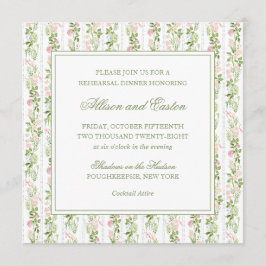 Elegant Watercolor Floral Rehearsal Dinner Invite 招待状