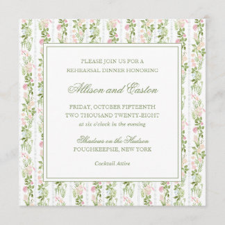 Elegant Watercolor Floral Rehearsal Dinner Invite 招待状