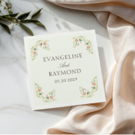 Elegant Watercolor Floral Rococo Wedding  スタンダードカクテルナプキン