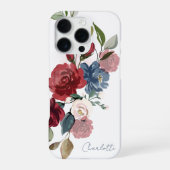 Elegant Watercolor Floral Script Personalized iPhoneケース (裏面)
