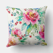 Elegant Watercolor Floral – Seamless Pink Roses  クッション (裏面)