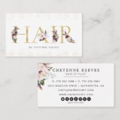 Elegant Watercolor Floral Typography | ヘアー 名刺 (正面/裏面)