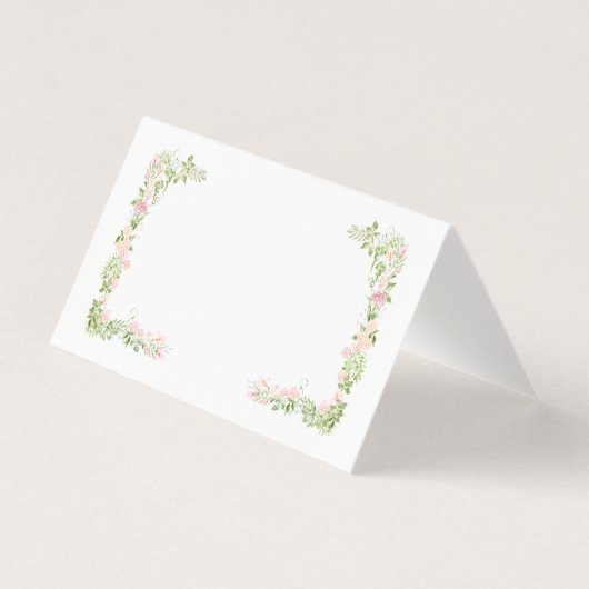 Elegant Watercolor Floral Wedding Blank Place Card (正面)