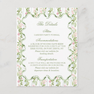 Elegant Watercolor Floral Wedding Detail Card エンクロージャーカード