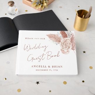 Elegant Watercolor Floral Wedding Guest Book ゲストブック