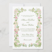 Elegant Watercolor Floral Wedding Invitation 招待状 (正面)
