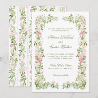 Elegant Watercolor Floral Wedding Invitation 招待状