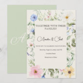 Elegant Watercolor Floral Wedding Invitation 招待状 (正面/裏面)