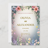 Elegant Watercolor Floral Wedding Invitation 招待状 (正面)