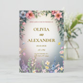 Elegant Watercolor Floral Wedding Invitation 招待状 (スタンド正面)