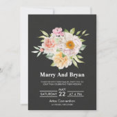 Elegant Watercolor Floral Wedding Invitation 招待状 (正面)