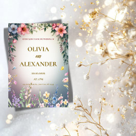 Elegant Watercolor Floral Wedding Invitation 招待状