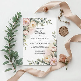 Elegant Watercolor Floral Wedding Invitation 招待状