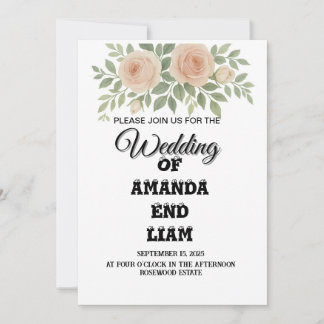 Elegant Watercolor Floral Wedding Invitation – Blu 招待状
