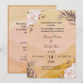 Elegant Watercolor Floral Wedding Invitation in Wa 招待状 (正面/裏面)