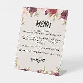Elegant Watercolor Floral Wedding Menu 台座サイン