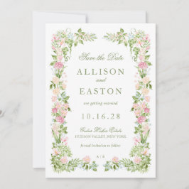 Elegant Watercolor Floral Wedding Save the Date セーブザデート