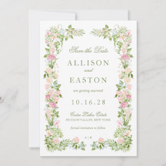 Elegant Watercolor Floral Wedding Save the Date セーブザデート