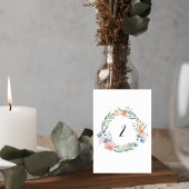 Elegant Watercolor Floral Wedding Table Number テーブルナンバー