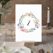 Elegant Watercolor Floral Wedding Table Number テーブルナンバー