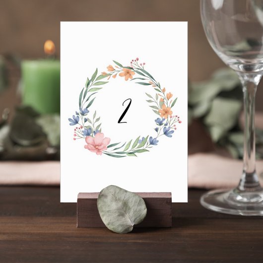 Elegant Watercolor Floral Wedding Table Number テーブルナンバー