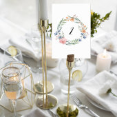 Elegant Watercolor Floral Wedding Table Number テーブルナンバー
