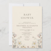 Elegant Watercolor Floral Wildflower Baby Shower  招待状 (正面)