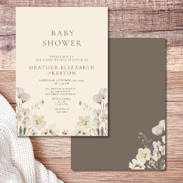 Elegant Watercolor Floral Wildflower Baby Shower  招待状