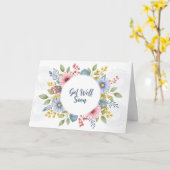 Elegant Watercolor Floral Wreath Get Well Soon  カード (黄色い花)