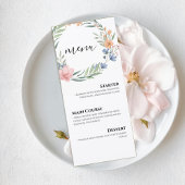 Elegant Watercolor Floral Wreath Wedding Menu Card メニュー