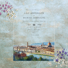 Elegant Watercolor Florence Italian Wedding Arch アクリル招待状