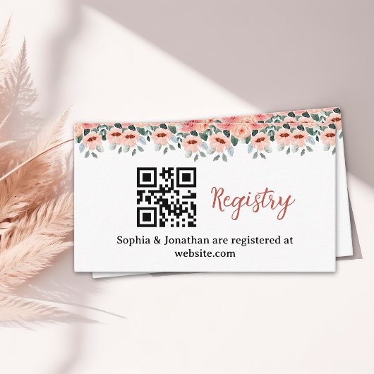 Elegant Watercolor Flowers Bridal Shower  エンクロージャーカード