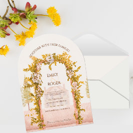 Elegant Watercolor Garden Arch Countryside Wedding 招待状