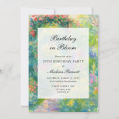 Elegant Watercolor Garden Themed Birthday Party 招待状 (正面)