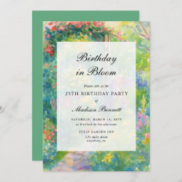 Elegant Watercolor Garden Themed Birthday Party 招待状