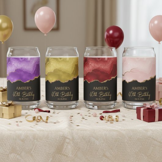 Elegant Watercolor Gold Marble Personalized ガラス缶